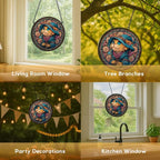 Stained Glass Window Hanging， Wizard Cat 11.8in Sun Catchers Indoor Window， Core Decor Inside and Outside The Cottage， Cute Feline Stained Glass Art， Unique Home Decor， Gifts for Women