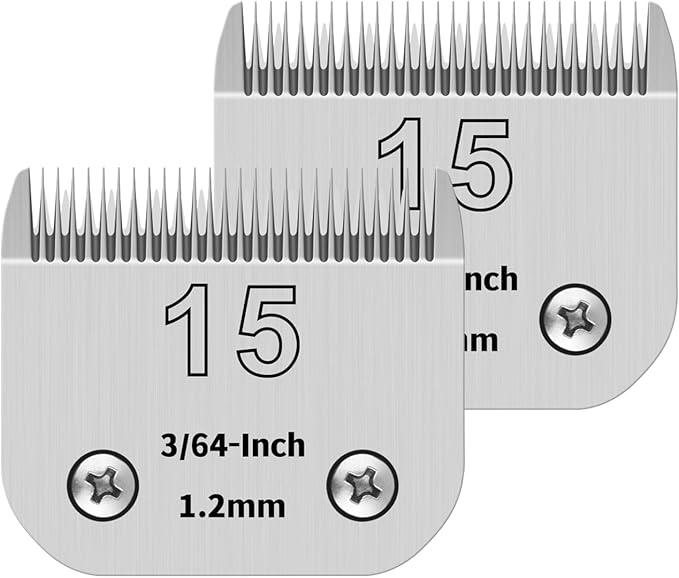 15# Pet Dog Grooming Detachable Ceramic Blades,Compatible with Andis,Oster A5,Wahl KM10 Clippers,Cut Length 8/32"(1.2mm),2 PCS