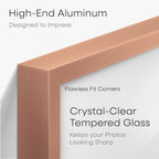 Homeforia 24 x 36 Poster Frame Rose Gold, Premium 24x36 Puzzle Frame Metal Matted to 20x30 Photo, 36 x 24 Picture Frame with Mat for 20 x 30 Photo, Tempered Glass, Wall Hook Included, Set of 1