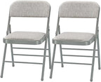 Amazing for less Pack of 2 (Fabric/Vinyl) Steel Frame Metal Foam Padded Folding Chairs (Black, Gray, White) (2-Pack - Fabric White)