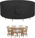 Easy-Going Round Patio Furniture Cover Waterproof Outdoor Dining Table and Chair Cover Anti-UV Outside Sectional Sofa Set Covers (84"DIA x 28"H, Black)