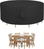 Easy-Going Round Patio Furniture Cover Waterproof Outdoor Dining Table and Chair Cover Anti-UV Outside Sectional Sofa Set Covers (84"DIA x 28"H, Black)