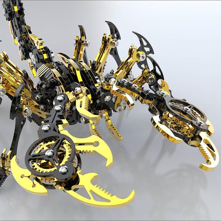 Scorpion 3D Metal Puzzles Kits for Adults Teens – 454 Pcs – Mechanical Assembly Models – 4 Hours to Build – Ideal for Gifts and Decorations (Gold and Black)