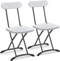 GYMAX Folding Chair, 400lbs Plastic Chairs Set with Steel Frame & Ergonomic Curved Back, Indoor & Outdoor Commercial Event Seat for Meeting, Wedding, Stackable Lightweight Folding Chairs (2, White)