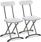 GYMAX Folding Chair, 400lbs Plastic Chairs Set with Steel Frame & Ergonomic Curved Back, Indoor & Outdoor Commercial Event Seat for Meeting, Wedding, Stackable Lightweight Folding Chairs (2, White)