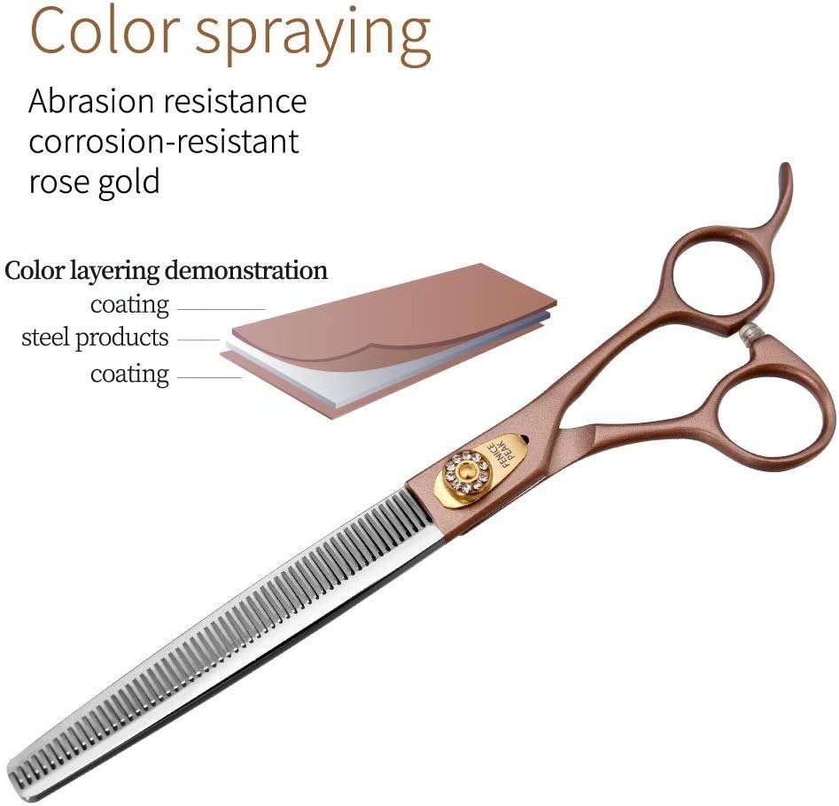 Fenice Peak Professional Thinning Scissors for Dog Cat 7/7.5'' Pet Grooming Scissors 440C Stainless Steel Thinning Shears for Dogs 50/56 Teeth