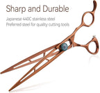 7.5'' Straight Dog Grooming Scissors Professioanl Pet Grooming Shears for Dog Cat High Cobalt Alloy Steel Hollow Out Design Sharp and Light(7.5, Chocolate Striaght)
