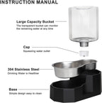 Sfozstra Gravity Water Bowl Dispenser : Automatic 5L Black Cat Stainless Steel Feeder Without Filters for Pets Indoor/Outdoor by Owners
