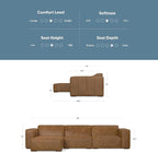 SIMPLIHOME Rex Left-Facing Modular Sectional Sofa in Full-Grain Genuine Leather, Caramel Brown, 122-inches Wide, Handcrafted Modern-Style 4-Seater L-Shaped Leather Couch with Left Chaise