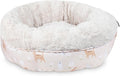 Fringe Studio Cat Bird Daisy Lite Peach Small Circle Pet Bed 18"- Poly Filled with Faux Fur Interior - Machine Washable