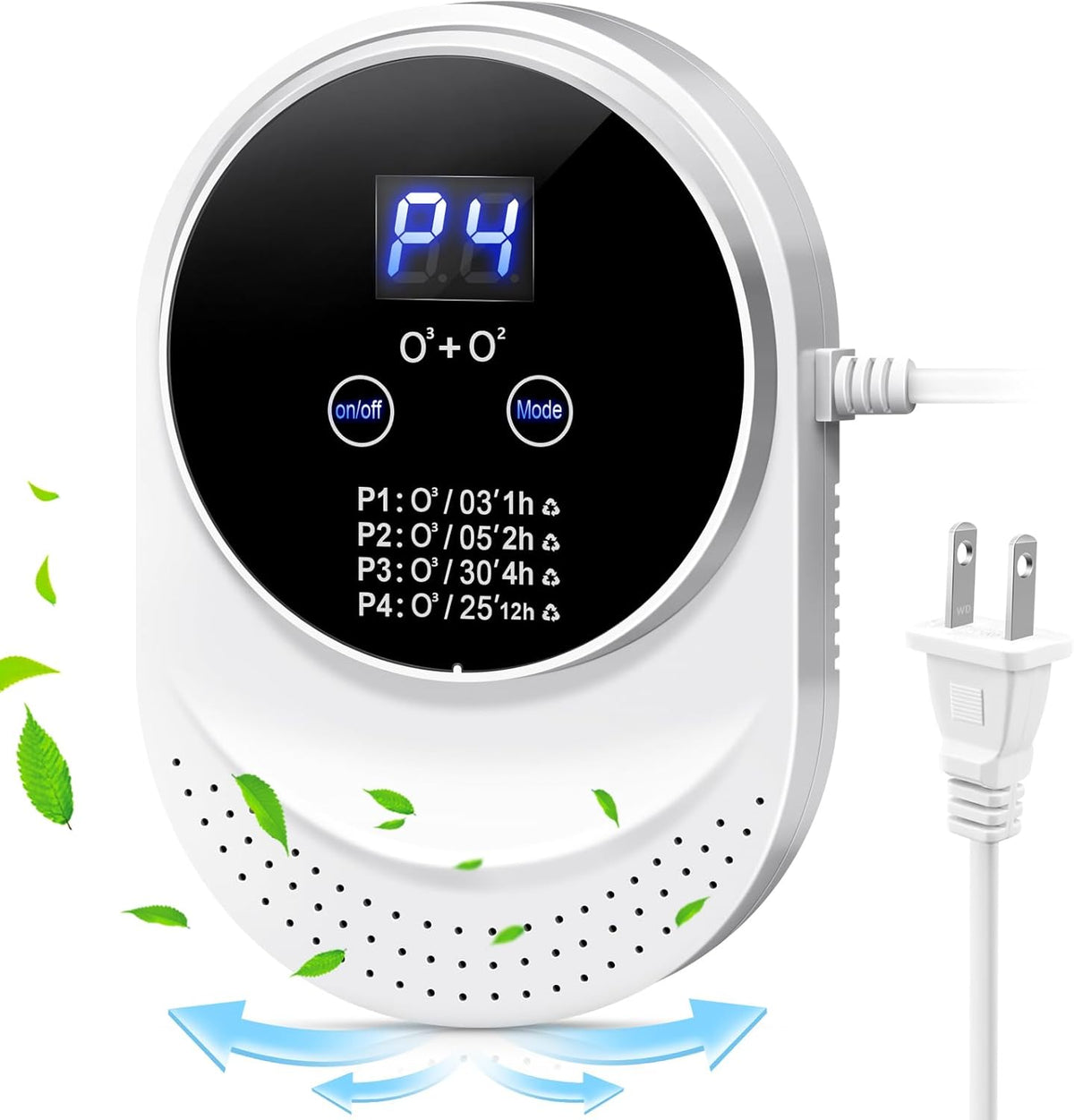 Ozone Odor Eliminator for Strong Odor 99% Cat Litter Deodorizer Dog Poof Odor Removal Home Plug in Air Purifier for Bedroom Toilet Kitchen Pets Shoe Smoke Car Formaldehyde Air Freshener White