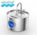 2.2L Stainless Steel Cat Fountain Ultra-Quiet (Under 25dB) & LED Water Level Window, 3-Stage Filtered Flowing Water for Cats, Easy-Clean, Perfect for Indoor Cats, Silver(74oz Cat Fountain + 6 Filters)