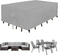Easy-Going Rectangle Patio Furniture Cover Waterproof Outdoor Dining Table and Chair Cover Anti-UV Outside Sectional Sofa Set Covers (98"L x 78"W x 32"H, Grey)