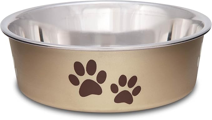 Loving Pets Bella Dog Bowls- Stainless Steel Dog & Cat Bowls - Spill Proof Dog Food Bowl, Cat Bowl, Puppy Essentials & Pet Supplies Great for Home & Travel (Small 10-20 lbs, Champagne)