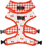 Lucy & Co. Reversible Dog Harness - Water-Repellent Neoprene, Dual-Print Design, Easy Swap Style, Adjustable Comfort Fit - Cheery Cherries Reversible Harness - X-Small