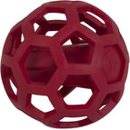 JW Pet HOL-ee Giggler Dog Toy Puzzle Ball, Natural Rubber, Medium (4.5 Inch Diameter), Red (Pack of 2)