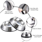 Stainless Steel Dog Bowls, 2.2 Cup/18oz Cat Bowl Water and Food with Rubber Base, Pet Bowls for Medium Dogs, Cats and Rabbit, 3Pack