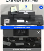 FLEXISPOT Standing Desk with Monitor Stand, 48 x 24 Inches One-Piece Electric Height Adjustable Computer Desk with Cup Holder, Home Office Desks (Black Frame+ Black Top)