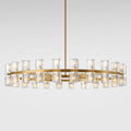 Modern 48 inch Gold Round Chandelier Light Fixture,Crystal Chandeliers for Dining Room,Living Room, Wagon Wheel Chandelier Over Table, Chandeliers for Bedroom,Foyer,G4 Bulbs Included