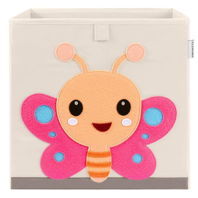CLCROBD Foldable Animal Cube Storage Bins Fabric Toy Box/Chest/Organizer for Kids Nursery, 13 inch (Butterfly)
