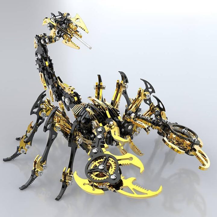 Scorpion 3D Metal Puzzles Kits for Adults Teens – 454 Pcs – Mechanical Assembly Models – 4 Hours to Build – Ideal for Gifts and Decorations (Gold and Black)