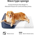 Tidore Orthopedic Dog Beds for Medium Dogs, Durable Egg Crate Foam Sofa Dog Bed wit Washable Removable Cover,Waterproof Lining,Pet Bed for Large Dogs (Navy Blue-Velvet, 31.5" L x 25.2" W x 7" Th)