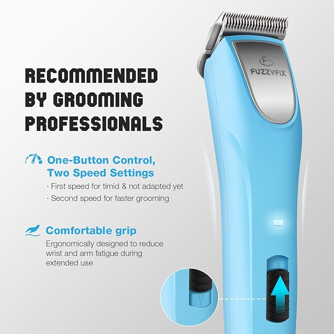 Professional Dog Clippers for Grooming - 2 Speed Pet Grooming Kit for Thick Curly Matted Coats - Low Noise Heavy Duty Cordless Hair Trimmer with Detachable Metal Blade for Animal/Pet/Horse