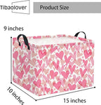 Rectangular Valentines Basket for Women Girls Storage Bin Organizer Box Shelf Room Decor(Romantic Hearts)