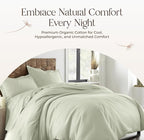 100% Organic Cotton Duvet Cover King Size - Naturally Soft Lightweight & Cooling Duvet Cover Set with Decorative Shams - Premium GOTS Certified 300 Thread Count Sateen Weave (Pastel Green, King)