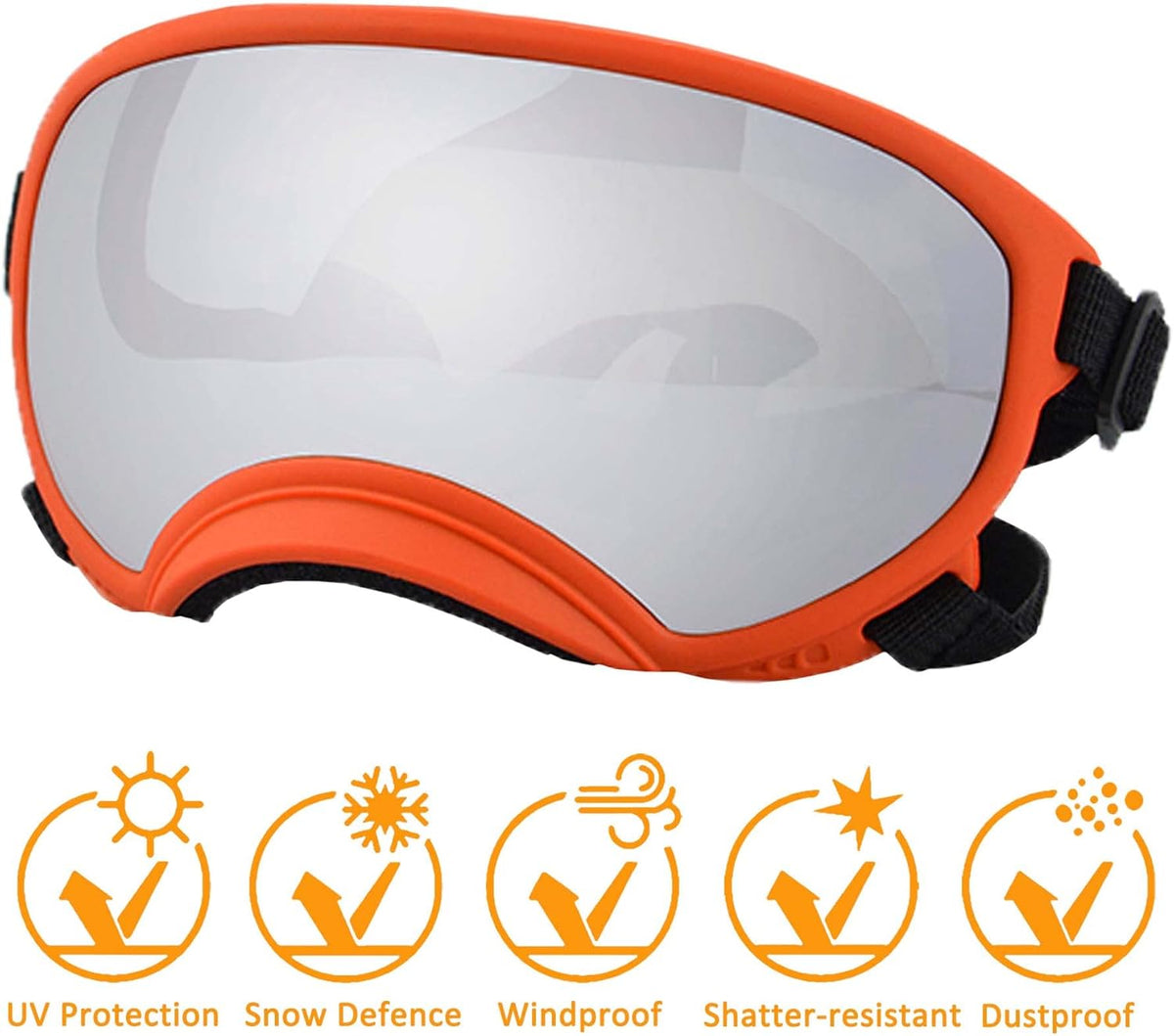 Dog Sunglasses, Large, UV Protection, Adjustable Strap, Soft Foam, Black