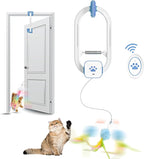 Rechargeable Electric Cat Teaser with Remote – Interactive Door Clip Toy for Cats, 2 Motion Modes (360° Spin & Irregular Jumping), Smart Auto Cat Toy for Exercise & Fun (Blue)
