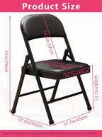 1 Pack Bulk Folding Chairs with Padded Cushion, Single Black Steel Metal Frame Foldable Chair for Indoor and Outdoor, Portable Stackable Commercial Seat for Bedroom Patio Party Event