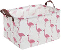 CLOCOR Rectangular Flamingo Storage Basket,Collapsible Cute Pattern Storage Bin,Waterproof Coating Storage Box with Handles,Gift Baskets, Shelf Basket (Flamingo)