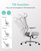 Hbada P5 Ergonomic Office Chair, Desk Chair with Adjustable Lumbar Support and Height, Comfortable Mesh Computer Chair with Footrest 2D Headrest, Swivel Tilt Function White