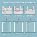 WAOWAO Triple Lock Baby Gate Extra Wide 67.32-72.04" Pressure Mounted Walk Through Swing Auto Close Safety White Metal Dog Pet Puppy Cat for Stairs,Doorways,Kitchen
