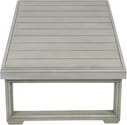 Christopher Knight Home Olaf 4 Pieces Outdoor Conversation Set, Acacia Wood Chat Set, Rectangular Coffee Table and Patio Loveseat with 2 Club Chairs, Patio Furniture Set with Cushion, Beige+Light Grey