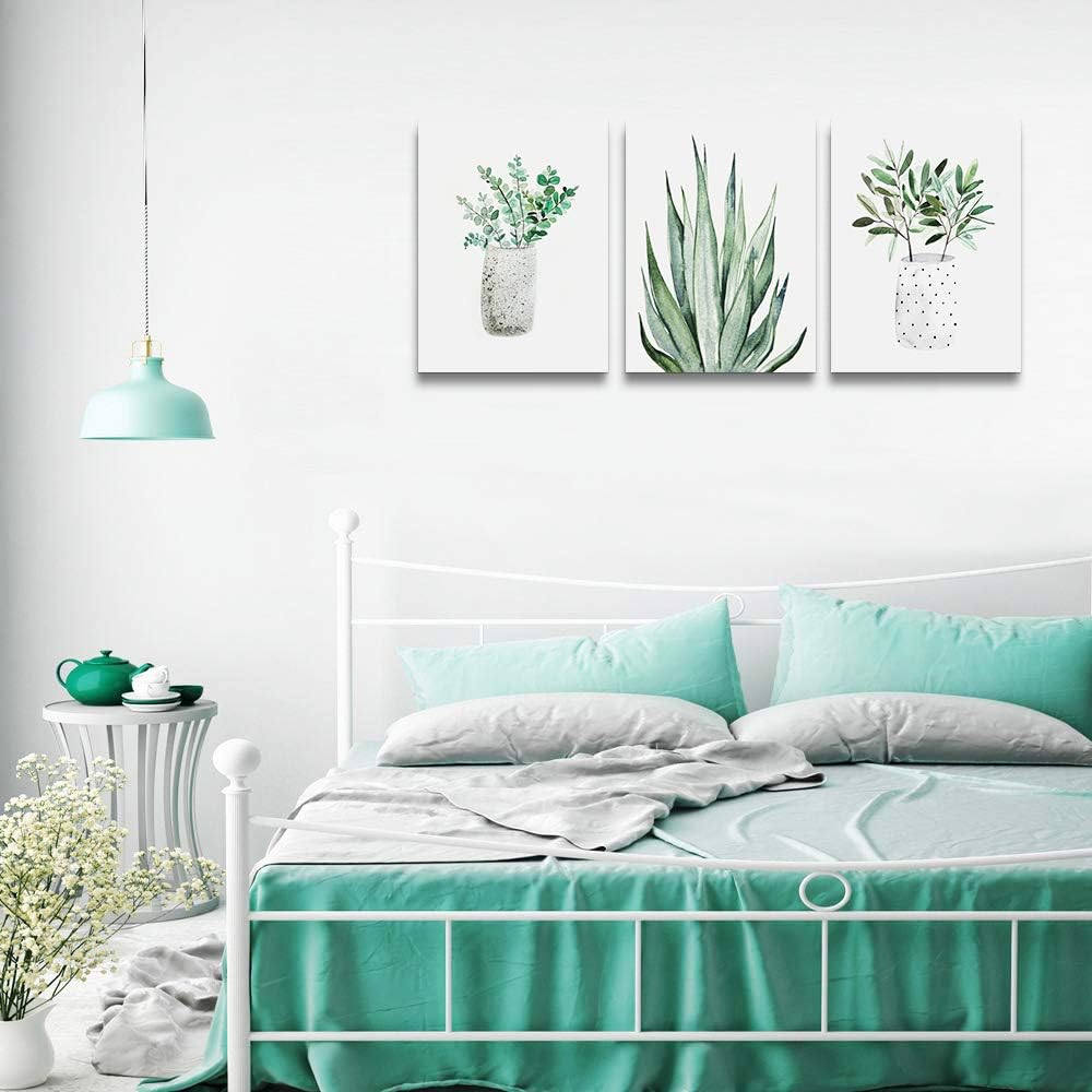 farmhouse Wall Art painting for dining room bathroom Abstract Canvas art family Wall decor for Bedroom kitchen Wall Decoration Living Room decor art Green Leaf pictures Artwork for home walls 3 piece