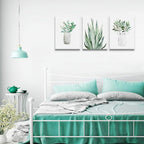 farmhouse Wall Art painting for dining room bathroom Abstract Canvas art family Wall decor for Bedroom kitchen Wall Decoration Living Room decor art Green Leaf pictures Artwork for home walls 3 piece