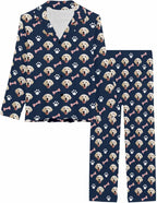 MyPupSocks Custom Face Pajamas for Women Set, Personalized Photo Long Sleepwear XS-XXL