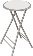 Lavish Home Folding Stool - Backless 24-Inch Stool with 225lb Capacity for Kitchen or Rec Room - Portable Indoor Counter Bar Stools (White)