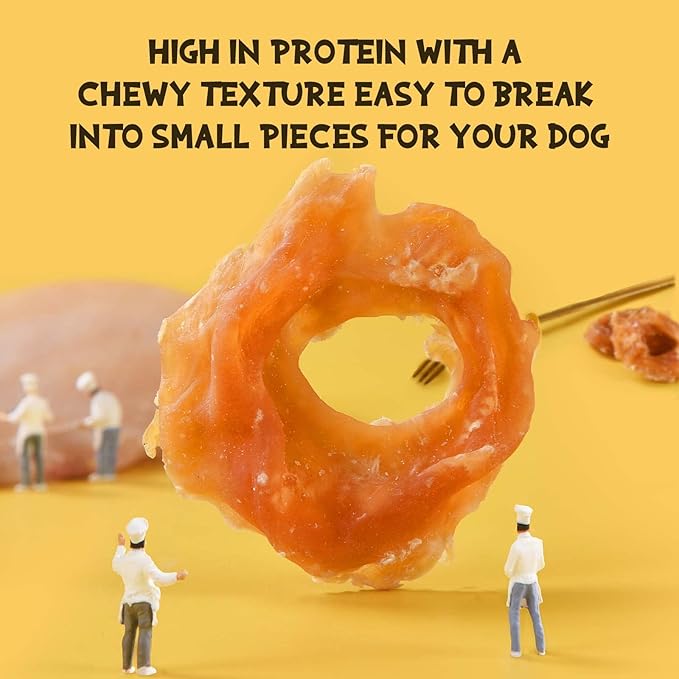 ASMPET Dog Treats Chews, Chicken Rings, Soft Chewy Snacks for Training Rewards 10.6 oz