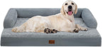 Orthopedic Dog Beds for Extra Large Dogs, Waterproof Dog Beds XLarge, Memory Foam Dogs Couch Beds, Comfy Bolster Pet Beds with Removable Washable Cover, Nonskid Bottom (X-Large, Grey)