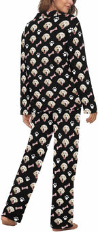 MyPupSocks Custom Face Pajamas for Women Set, Personalized Photo Long Sleepwear XS-XXL