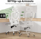 Soohow Office Chair, Ergonomic Office Mesh Desk Chair with Adjustable Back Support, High Back Comfy Computer Swivel Chair with Headrest, Lumbar Support for Study Room, Gaming and Office, White White