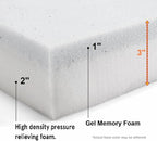 Pet Dog Bed Gel Infused High Density Memory Foam Pad (34x26x3 inches (2pack))