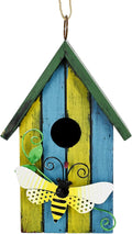Morning View Bird Houses for Outside Decorative Nest Box Wooden Birdhouse Hanging Spring for Yard Garden Patio Outdoor Small Birds Bluebird Finch Cardinals Wren 9.35 Inch Tall (Light Blue)
