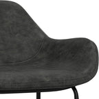 SIMPLIHOME Mira Bar Stools (Set of 2) - 30 inch Seat Height Upholstered Metal Bar Chairs in Distressed Slate Grey Vegan Faux Leather, Contemporary Seating with Curved Cushioned Seat and Armrests