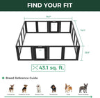 FXW AuraSpace Acrylic Indoor Unleashed Dog Playpen for Puppies and Small Dogs, 24 Inch, 16 Panels, Black