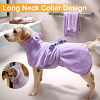 Microfiber Dog Bathrobe Towel Super Absorbent Dog Quick Dry Bathrobe for Puppies, Suitable for Medium and Large Dogs (Purple, XL)