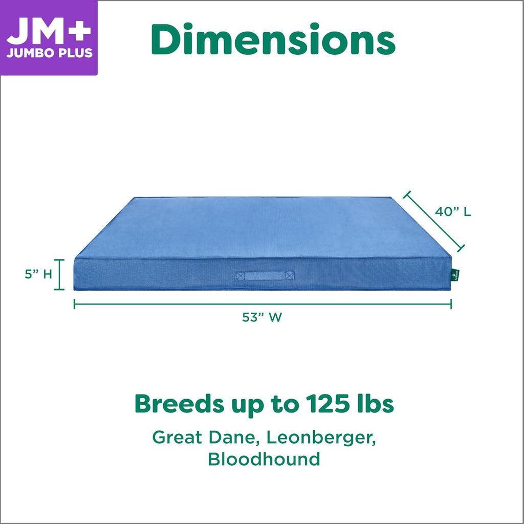 FurHaven Cooling Dog Bed – XXL Foam Mattress for Joint Pain Relief, Waterproof Liner, Removable Washable Cover, Durable for Outdoor Use, Deluxe Grid Indoor/Outdoor Bed – Blue, Jumbo Plus